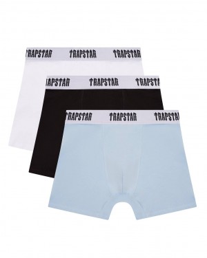 Trapstar 3 Pack Boxer Short Fekete Fehér Világos Kék | TS-65186