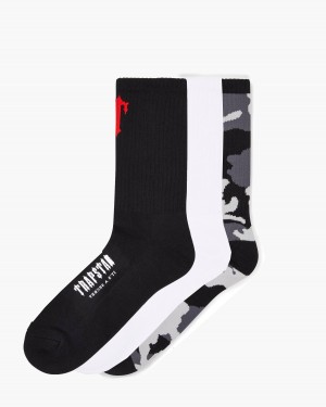 Trapstar 3 Pack Irongate T Socks Fekete Camo | TS-65192