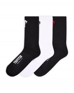 Trapstar 3 Pack Irongate T Socks Fekete Fehér Piros | TS-65188