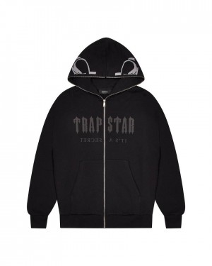 Trapstar Decoded Skull Rider Hoodie Fekete | TS-65341