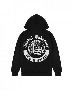Trapstar Global Takeover Print Hoodie Fekete | TS-65352