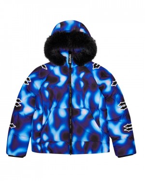 Trapstar Hooded Irongate Sleeve Puffer Fekete Kék | TS-65439