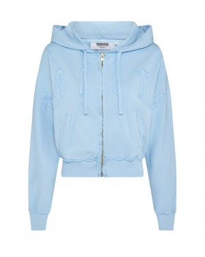 Trapstar Irongate Cropped Batwing Zip Hoodie Kék | TS-65153