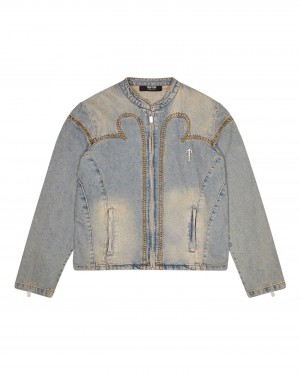 Trapstar Irongate Denim Motocross Jacket Kék | TS-65459