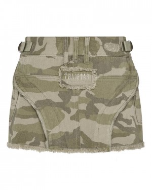 Trapstar Irongate T Womens Denim Zip Detail Mini Skirt Camo | TS-65098