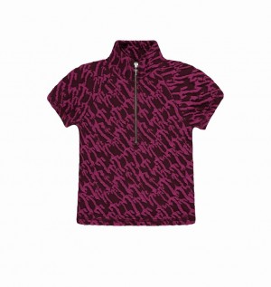 Trapstar Jacquard Fitted Zip Crop Top Bordó Rózsaszín | TS-64784
