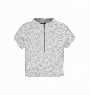 Trapstar Jacquard Fitted Zip Crop Top Fehér | TS-64777