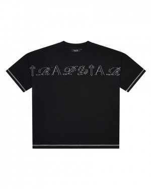 Trapstar Patchwork Script T-Shirt Fekete | TS-65422
