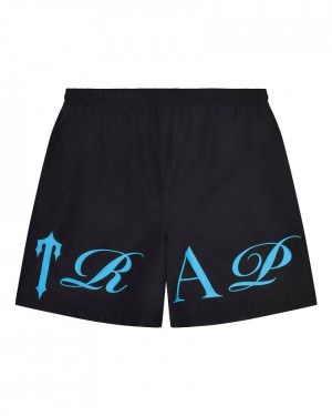 Trapstar Script Shell Shorts Fekete Kék | TS-65301