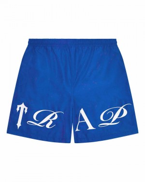 Trapstar Script Shell Shorts Kék Fehér | TS-65300
