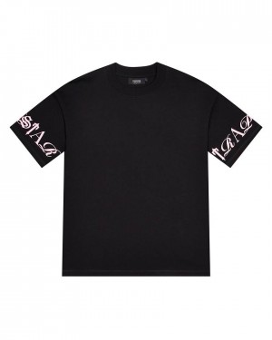 Trapstar Script Tee Fekete Rózsaszín | TS-65285