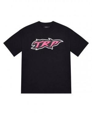 Trapstar TRP Flame T-Shirt Fekete Rózsaszín | TS-65426