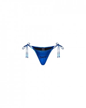 Trapstar Womens Hyperdrive Metallic Bikini Tie Side Bottoms Kék | TS-65084