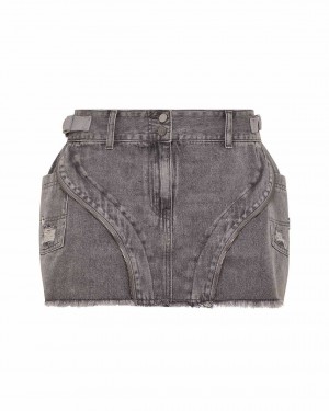 Trapstar Womens Irongate T Denim Zip Detail Mini Skirt Szürke | TS-65102