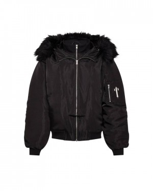 Trapstar Women’s Script Fur Hood Bomber Fekete | TS-65162