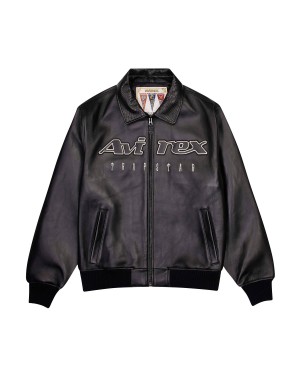 Trapstar x Avirex Leather Jacket Fekete | TS-65429