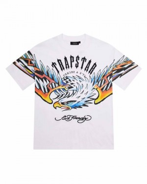 Trapstar x Ed Hardy Arched Eagle Tee Fehér | TS-65232