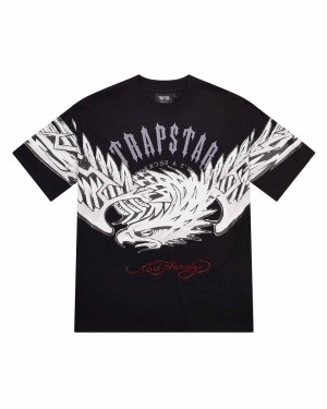 Trapstar x Ed Hardy Arched Eagle Tee Fekete | TS-65213