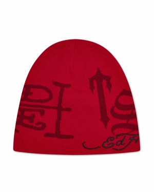 Trapstar x Ed Hardy Beanie Piros | TS-65175