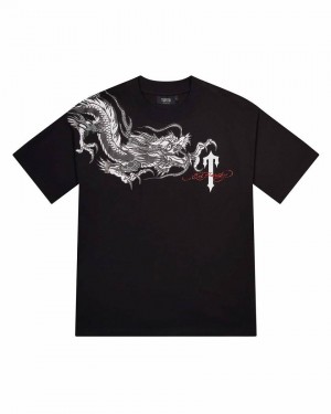 Trapstar x Ed Hardy Dragon Tee with Diamanté Fekete | TS-65231