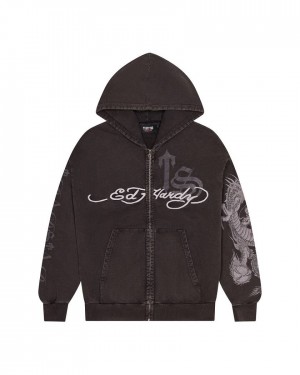 Trapstar x Ed Hardy Script Hoodie Szürke | TS-65365